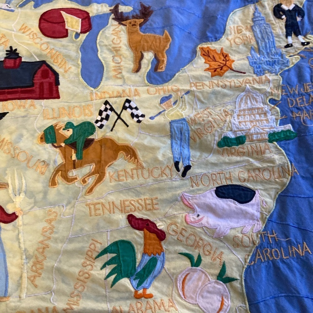Land of Nod United States Twin Appliqué Duvet Cover Blanket Blue - Picture 6 of 14